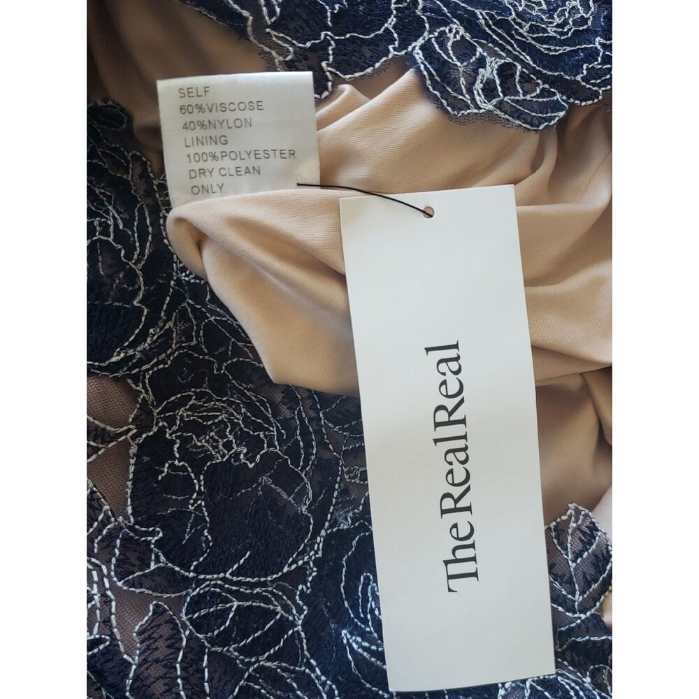 Tadashi Shoji Navy Cream Floral Lace Dress Size 6P Romantic Feminine Trendy - Picture 6 of 8